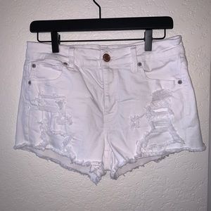 American Eagle white denim distressed shorts